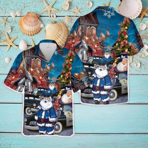 Blue Santa Sheriffs Merry Christmas Hawaiian Shirt Men And Women Gift Aloha Beach Holiday