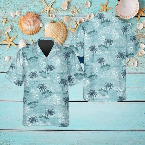 Blue Tropical Skull With Coconut Tree Hawaiian Shirt Style Gift