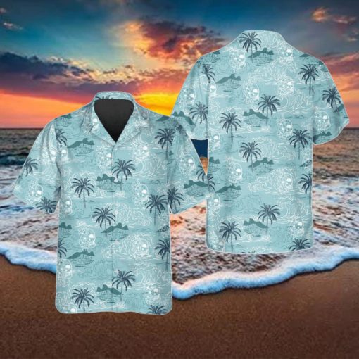 Blue Tropical Skull With Coconut Tree Hawaiian Shirt Style Gift