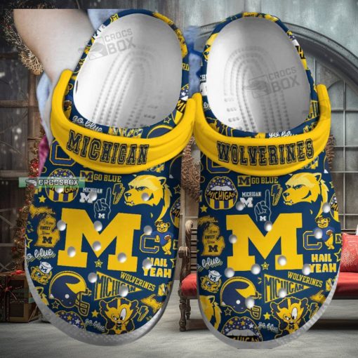 Blue and Yellow NCAA Michigan Wolverines Crocs 1