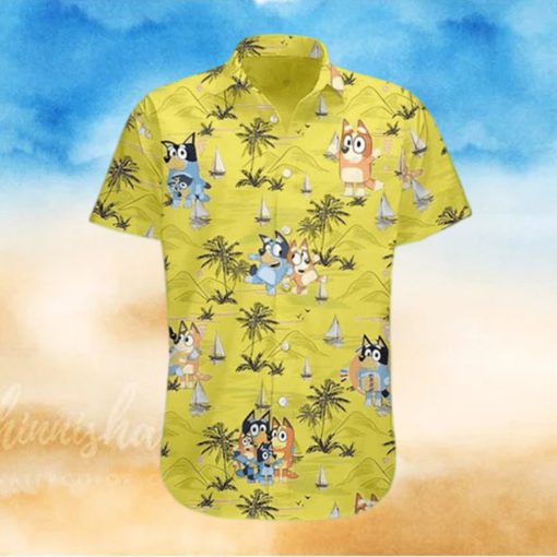Bluey Beach Hawaiian Shirt  Bluey Cartoon Tee  Friends of Bluey Hawaiian Shirt