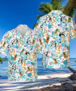 Bluey Bingo And Pineapple Aloha AOP Trending Hawaiian Shirt For Summer Vacation