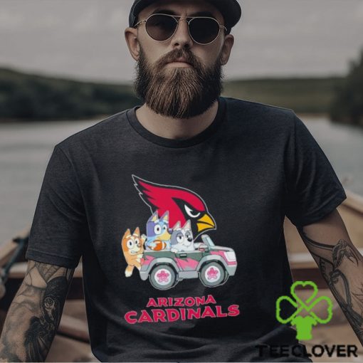 Bluey Bingo and Muffin in the car Arizona Cardinals NFL 2024 shirt