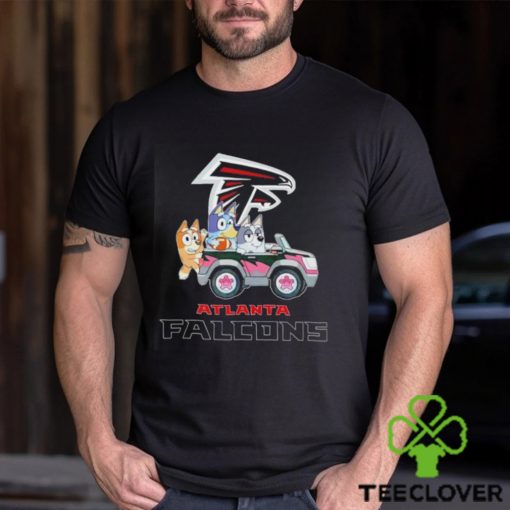 Bluey Bingo and Muffin in the car Atlanta Falcons NFL 2024 hoodie, sweater, longsleeve, shirt v-neck, t-shirt