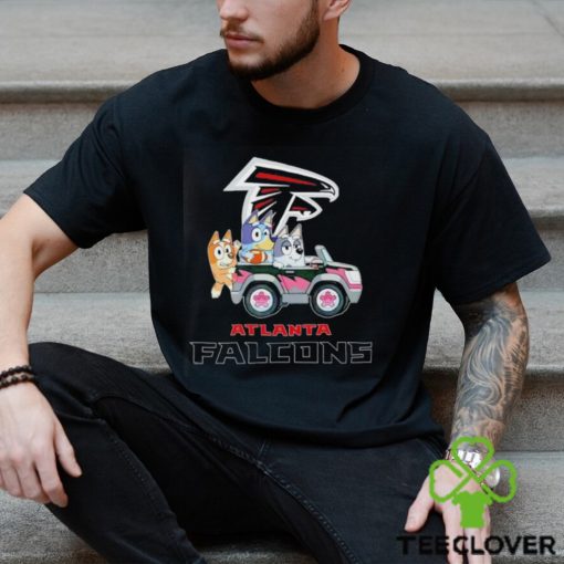 Bluey Bingo and Muffin in the car Atlanta Falcons NFL 2024 hoodie, sweater, longsleeve, shirt v-neck, t-shirt