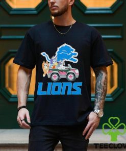 Bluey Bingo and Muffin in the car Detroit Lions NFL 2024 shirt