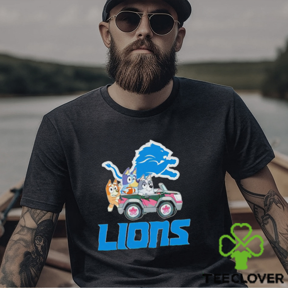 Bluey Bingo and Muffin in the car Detroit Lions NFL 2024 shirt Bluey Bingo and Muffin in the car Detroit Lions NFL 2024 shirt