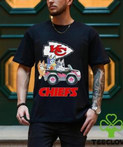 Bluey Bingo and Muffin in the car Kansas City Chiefs NFL 2024 shirt