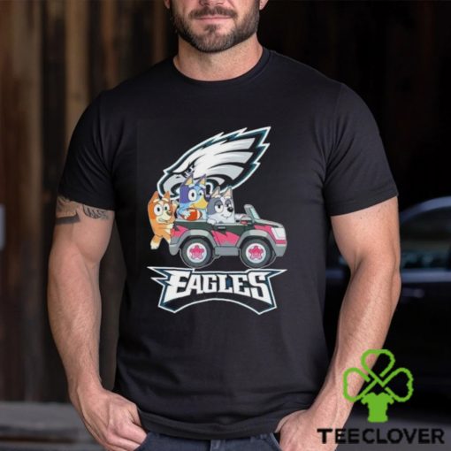 Bluey Bingo and Muffin in the car Philadenphia Eagles NFL 2024 hoodie, sweater, longsleeve, shirt v-neck, t-shirt