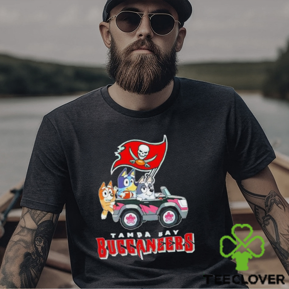 Bluey Bingo and Muffin in the car Tampa Bay Buccaneers NFL 2024 shirt Bluey Bingo and Muffin in the car Tampa Bay Buccaneers NFL 2024 shirt