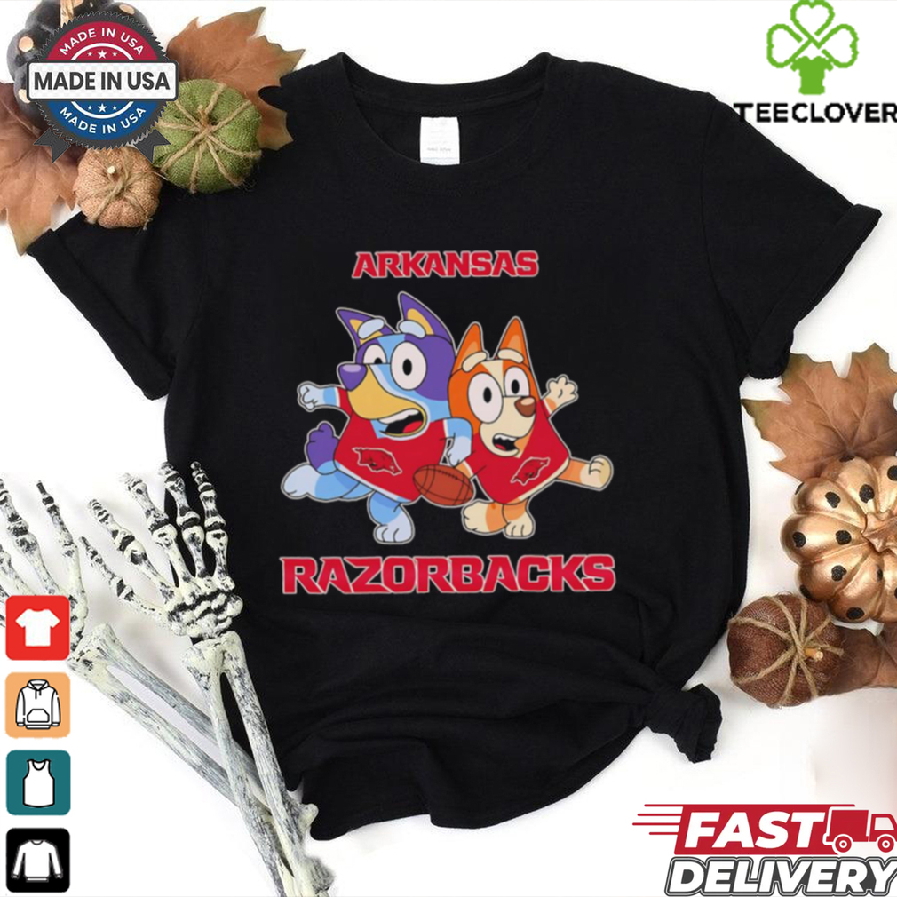 Bluey Bingo fan of Arkansas Razorbacks shirt Bluey Bingo fan of Arkansas Razorbacks shirt