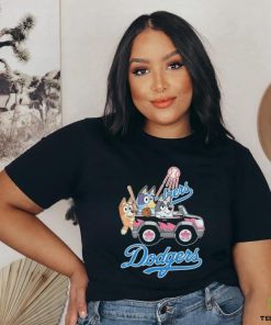 Bluey Characters Driving Car Los Angeles Dodgers shirt