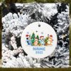 Blue Dog Family Round Ceramic Christmas Ornament