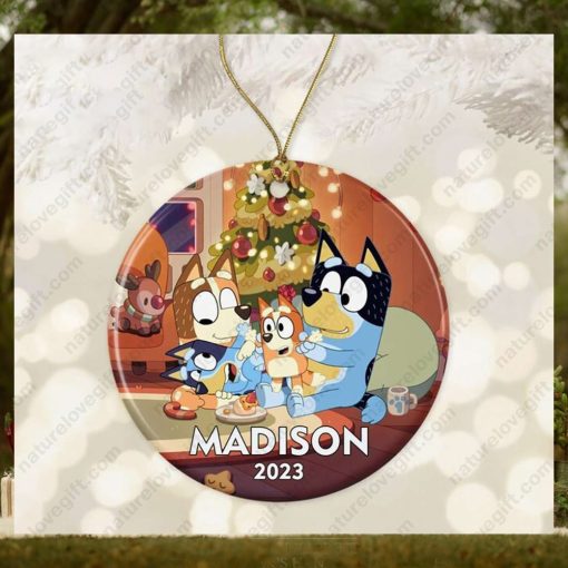 Bluey Family Custom Name On Ornament Christmas Tree Decoration