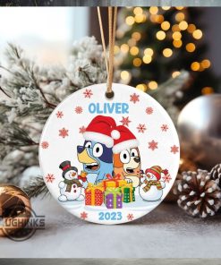 Bluey Ornament Round Personalized Bluey Christmas Ornament Bingo And Bluey Family Circle Ornament Tree Decoration Gift For New Couples Just Married Newly Wed
