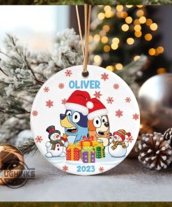 Bluey Ornament Round Personalized Bluey Christmas Ornament Bingo And Bluey Family Circle Ornament Tree Decoration Gift For New Couples Just Married Newly Wed