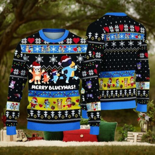 Bluey Ugly Christmas Sweater, Family Christmas Tree Sweater, Bluey Holiday Sweatshirt, Family Xmas Shirt, Christmas Gift