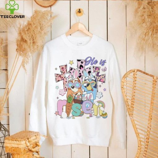 Bluey characters He is Risen Easter day hoodie, sweater, longsleeve, shirt v-neck, t-shirt