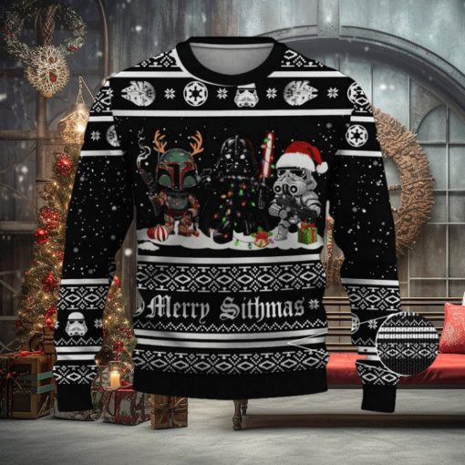 Boba Fett Darth Vader Storm Strooper Star Wars Merry Sithmas Ugly Xmas Sweater