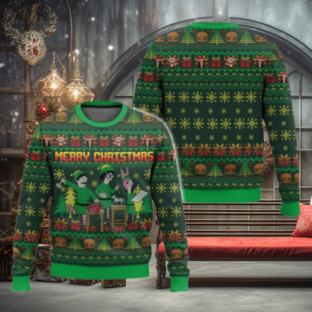 Bobs Burgers Ugly Christmas Sweater, Belcher Family Holiday Sweater Bobs Burgers Ugly Christmas Sweater, Belcher Family Holiday Sweater