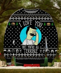 Bobs Burgers Xmas Time All Over Printed Knitted Ugly Xmas Sweater