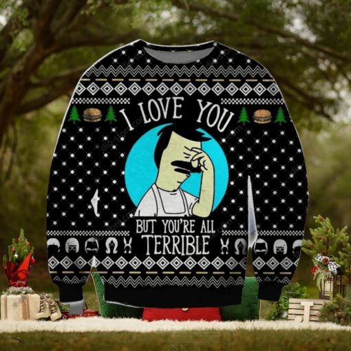 Bobs Burgers Xmas Time All Over Printed Knitted Ugly Xmas Sweater