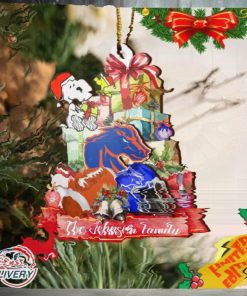 Boise State Broncos And Snoopy Christmas NCAA Ornament Custom Your Family Name
