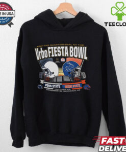 Boise State Broncos CFP Fiesta Bowl Dueling Helmet Long T-Shirt for celebrating team pride and the big game.