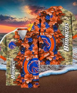 Boise State Broncos Custom Name Personalized Camo Flower Pattern Hawaiian Shirt