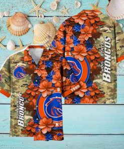 Boise State Broncos Custom Name Personalized Camo Flower Pattern Hawaiian Shirt