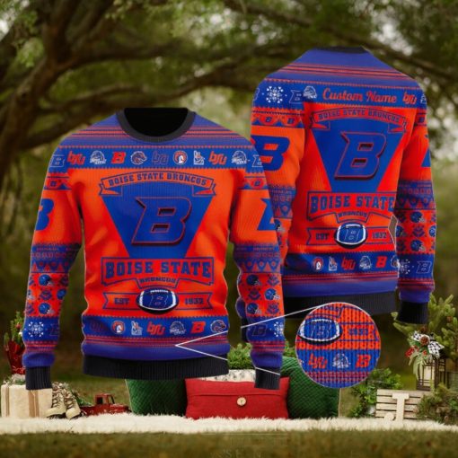 Boise State Broncos Football Team Logo Custom Christmas Gift All Over Print Ugly Christmas Sweater