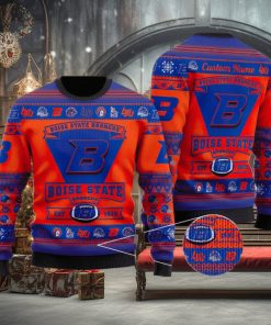 Boise State Broncos Football Team Logo Custom Christmas Gift All Over Print Ugly Christmas Sweater