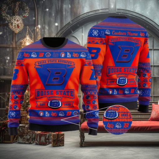 Boise State Broncos Football Team Logo Custom Christmas Gift All Over Print Ugly Christmas Sweater