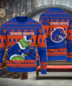 Boise State Broncos Grinch Ugly Christmas Sweater