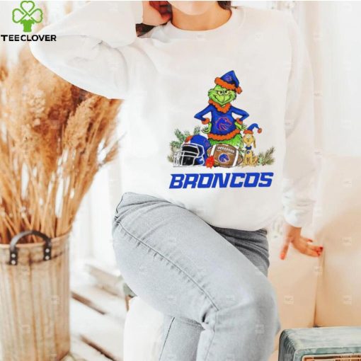 Boise State Broncos Grinch and Max dog funny Christmas hoodie, sweater, longsleeve, shirt v-neck, t-shirt