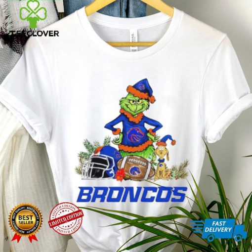 Boise State Broncos Grinch and Max dog funny Christmas hoodie, sweater, longsleeve, shirt v-neck, t-shirt