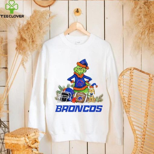 Boise State Broncos Grinch and Max dog funny Christmas hoodie, sweater, longsleeve, shirt v-neck, t-shirt