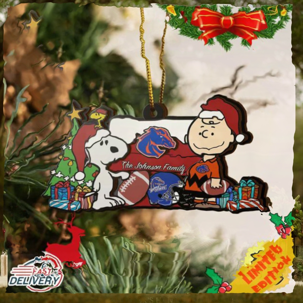 Boise State Broncos Snoopy Christmas NCAA Ornament Custom Your Family Name Boise State Broncos Snoopy Christmas NCAA Ornament Custom Your Family Name