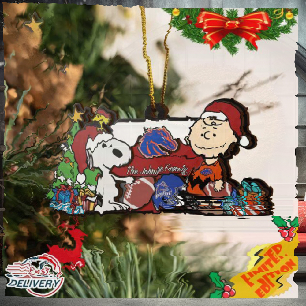 Boise State Broncos Snoopy Christmas NCAA Ornament Custom Your Family Name Boise State Broncos Snoopy Christmas NCAA Ornament Custom Your Family Name