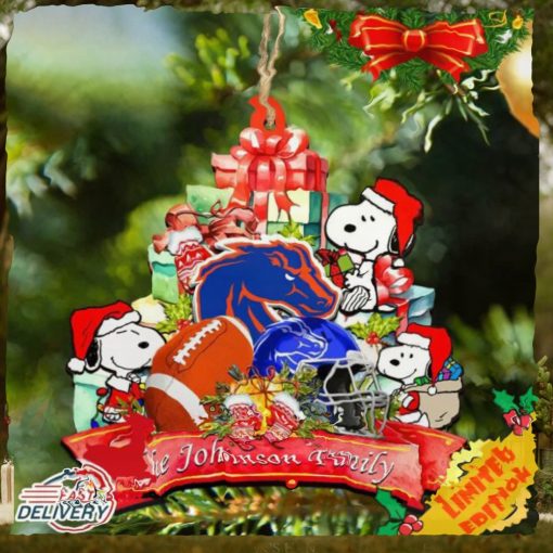 Boise State Broncos Snoopy Christmas NCAA Ornament Personalized Your Family Name