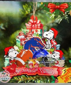 Boise State Broncos Snoopy Christmas NCAA Ornament Personalized Your Family Name