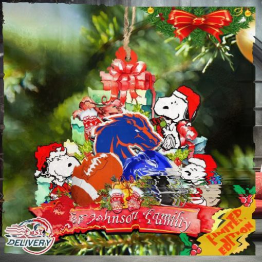 Boise State Broncos Snoopy Christmas NCAA Ornament Personalized Your Family Name