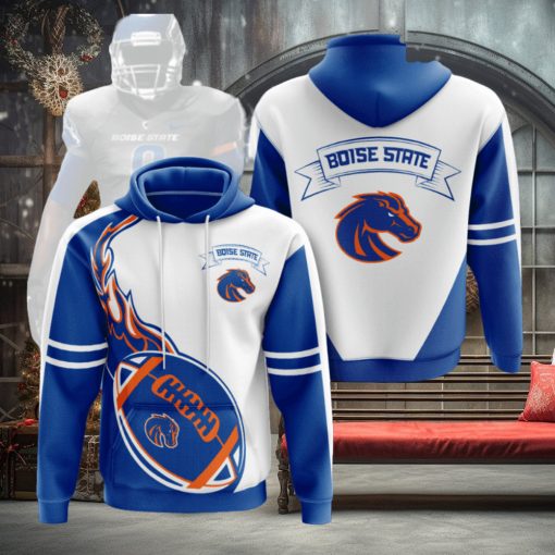 Boise State Broncos White Blue 3D Printed Hoodie