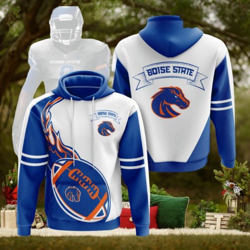 Boise State Broncos White Blue 3D Printed Hoodie