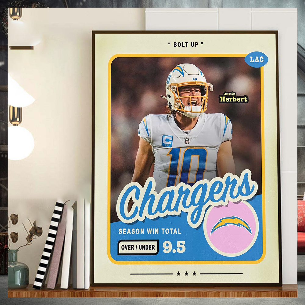 Bolt Up Justin Herbert Los Angeles Chargers NFL Home Decor Poster Canvas Bolt Up Justin Herbert Los Angeles Chargers NFL Home Decor Poster Canvas