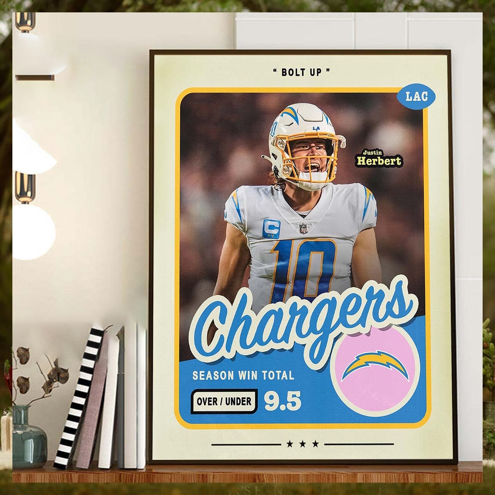 Bolt Up Justin Herbert Los Angeles Chargers NFL Home Decor Poster Canvas Bolt Up Justin Herbert Los Angeles Chargers NFL Home Decor Poster Canvas