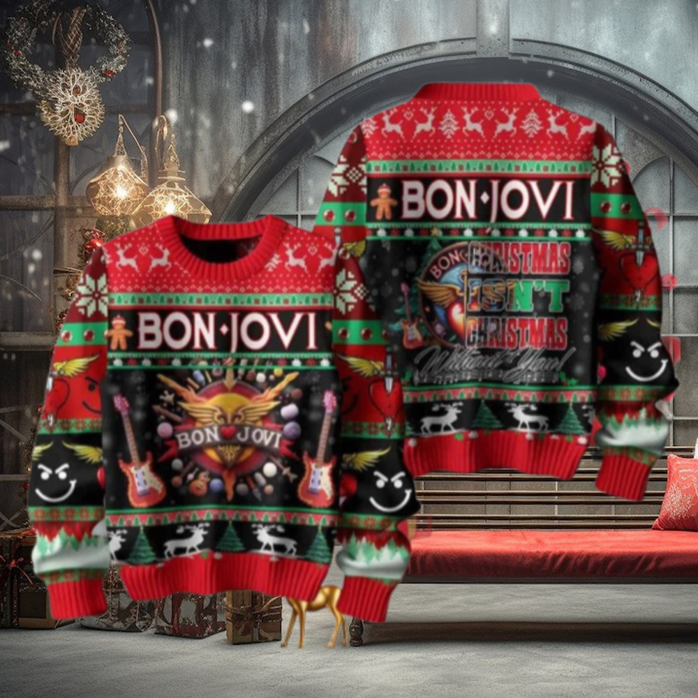 Bon Jovi Christmas Is Not Christmas Without You Chirstmas Gifts 2024 Xmas For Family And Friends Ugly Sweater Bon Jovi Christmas Is Not Christmas Without You Chirstmas Gifts 2024 Xmas For Family And Friends Ugly Sweater
