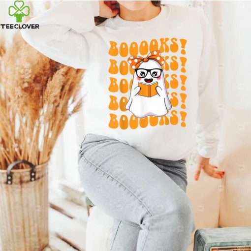 Boo Ghost Reading Books Librarian Halloween Boys Girls Kids T Shirt   Copy