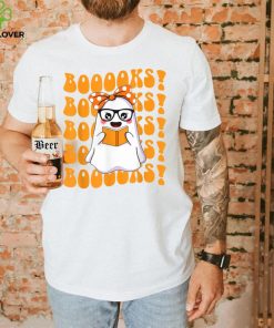 Boo Ghost Reading Books Librarian Halloween Boys Girls Kids T Shirt Copy