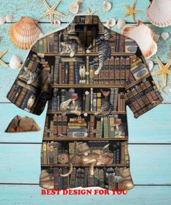Book And Cat Vintage Gift Print Over 3D Hawaiian Shirt
